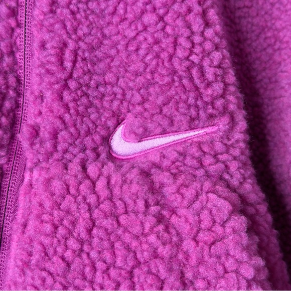 New Nike Sportswear Swoosh Sherpa Jacket Cactus Flower Fuchsia Teddy Jacket  XS - Picture 7 of 14